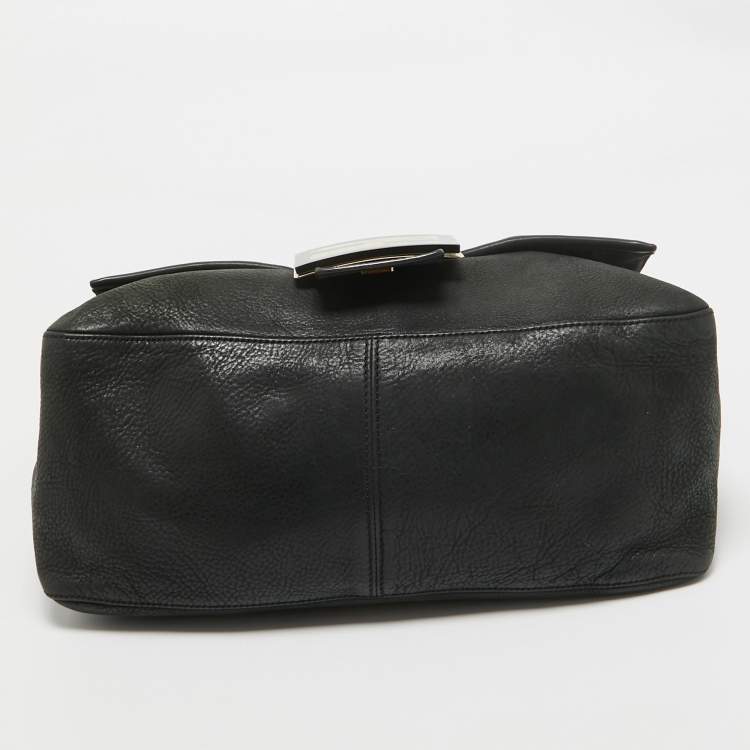 Pre Owned Fendi Black Iridescent Leather Large Mamma Forever Flap Shoulder Bag
