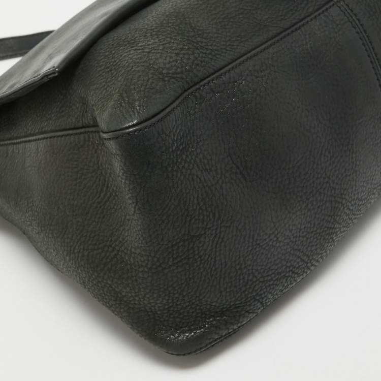 Pre Owned Fendi Black Iridescent Leather Large Mamma Forever Flap Shoulder Bag