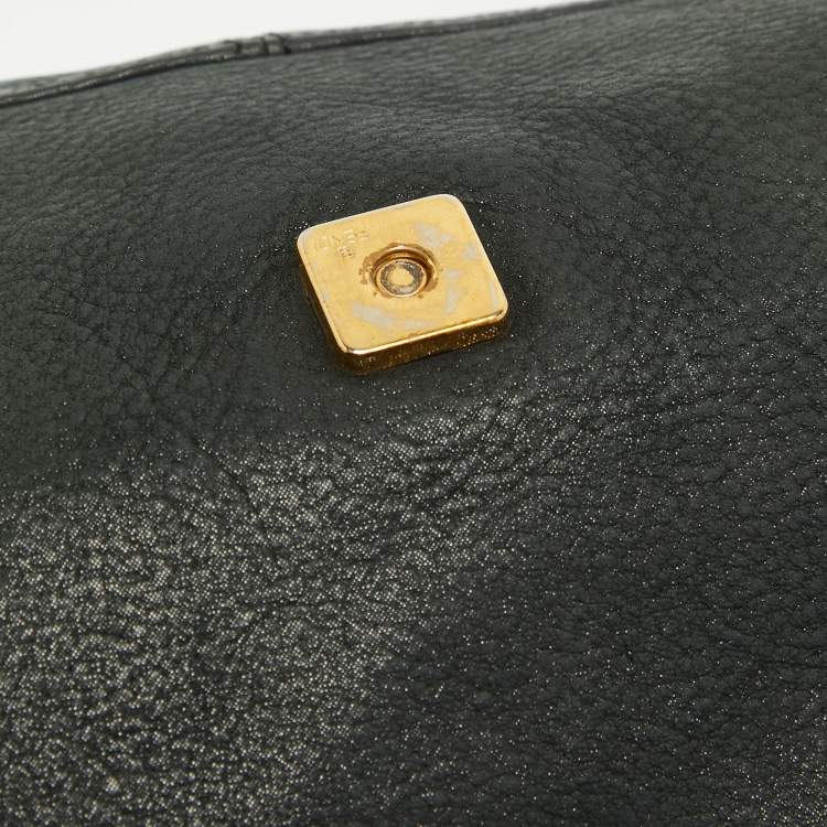 Pre Owned Fendi Black Iridescent Leather Large Mamma Forever Flap Shoulder Bag