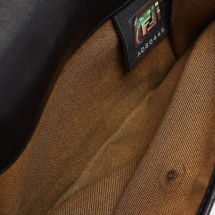 Pre Owned Fendi Black/Tobacco Zucca Canvas and Leather French Wallet
