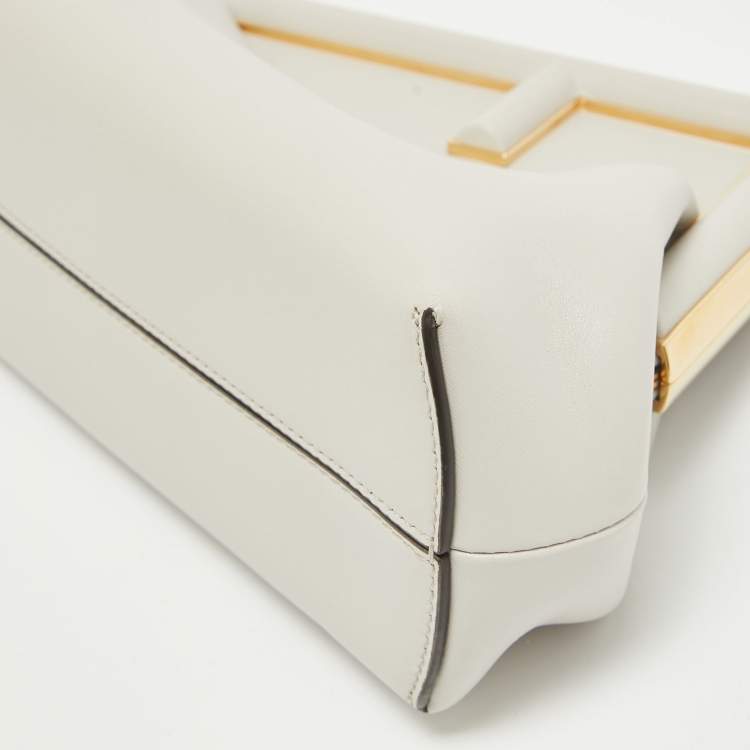 Pre Owned Fendi Grey Leather Small Fendi First Clutch