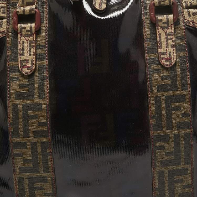 مملوكة مسبقًا Fendi Black/Beige Coated Fabric Large Mixed Media Satchel
