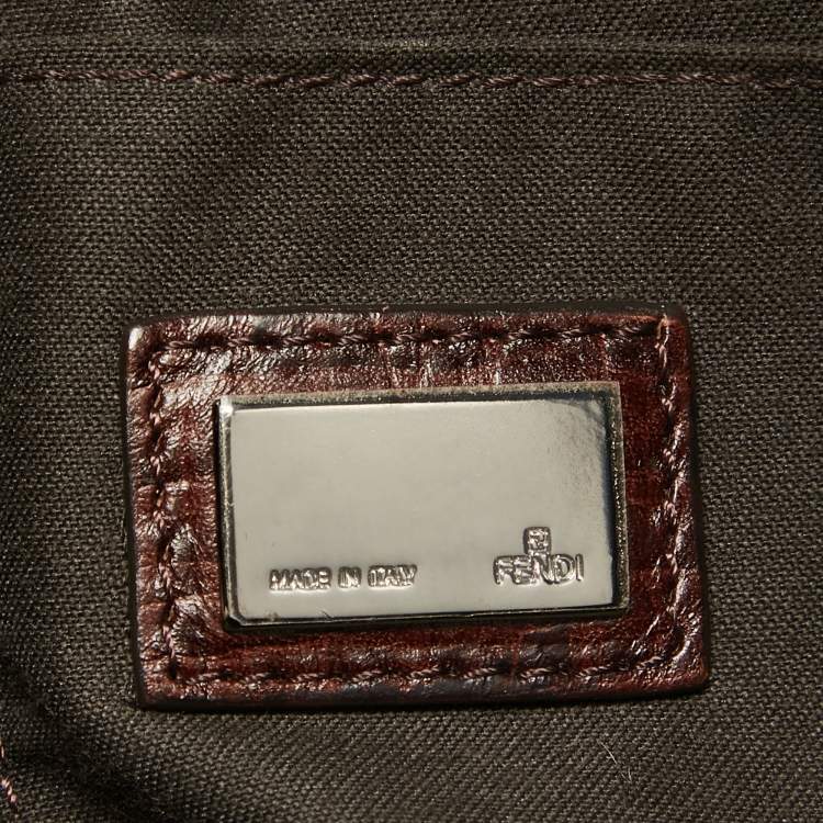 مملوكة مسبقًا Fendi Black/Beige Coated Fabric Large Mixed Media Satchel