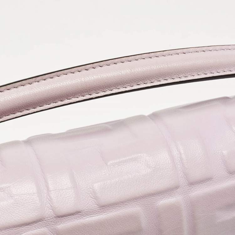 Pre Owned Fendi Lavender FF Logo Embossed Leather Mini Baguette Bag