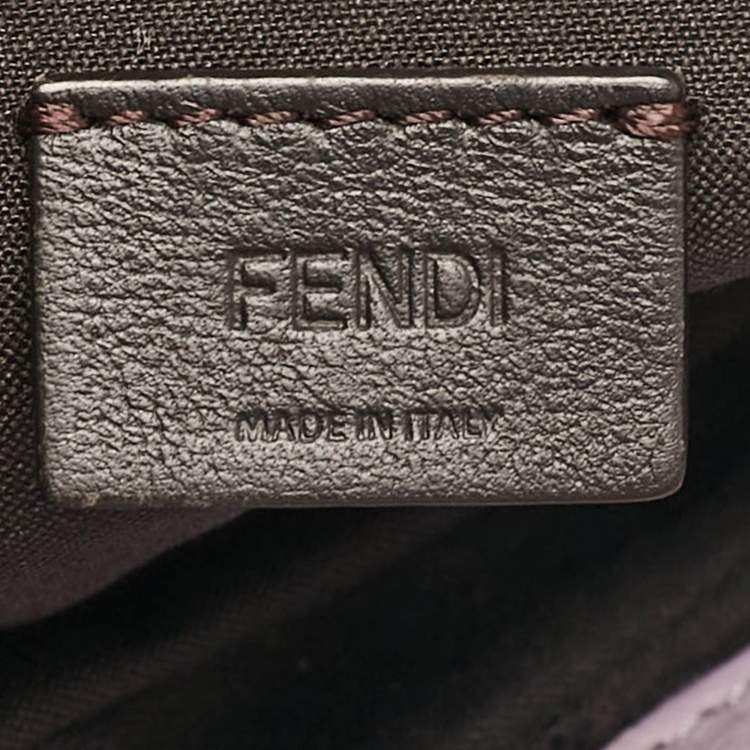 Pre Owned Fendi Lavender FF Logo Embossed Leather Mini Baguette Bag