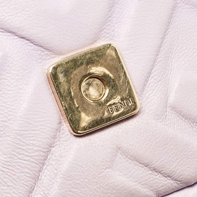 Pre Owned Fendi Lavender FF Logo Embossed Leather Mini Baguette Bag