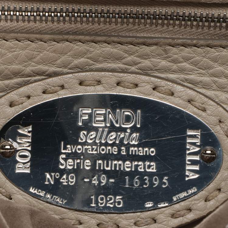 Pre Owned Fendi Beige Selleria Leather Mini Peekaboo Top Handle Bag 
