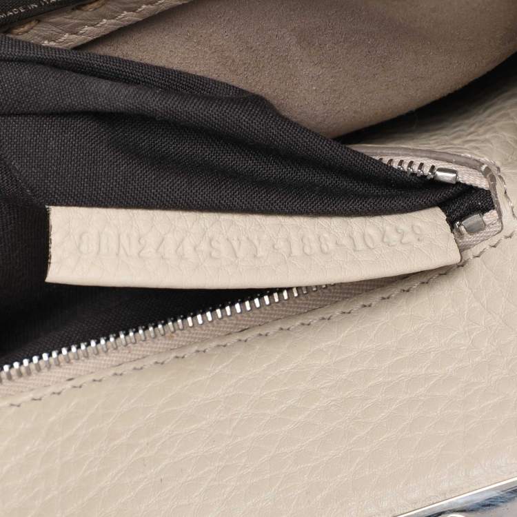 Pre Owned Fendi Beige Selleria Leather Mini Peekaboo Top Handle Bag 