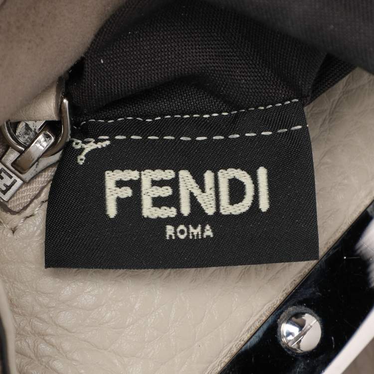 Pre Owned Fendi Beige Selleria Leather Mini Peekaboo Top Handle Bag 