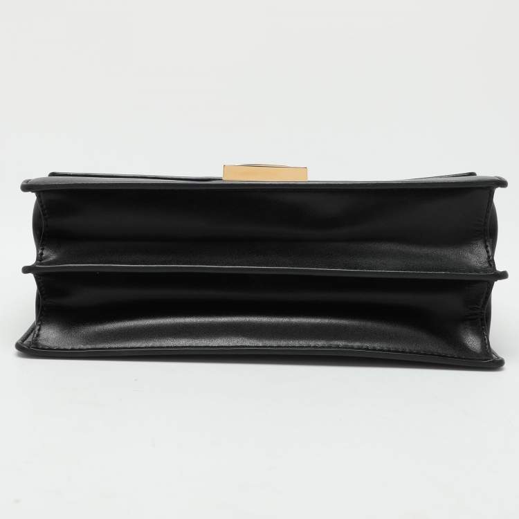 Pre Owned Fendi Black/Brown FF Embossed Leather Kan U Top Handle Bag