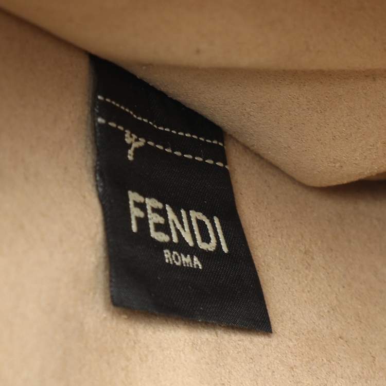 Pre Owned Fendi Black/Brown FF Embossed Leather Kan U Top Handle Bag