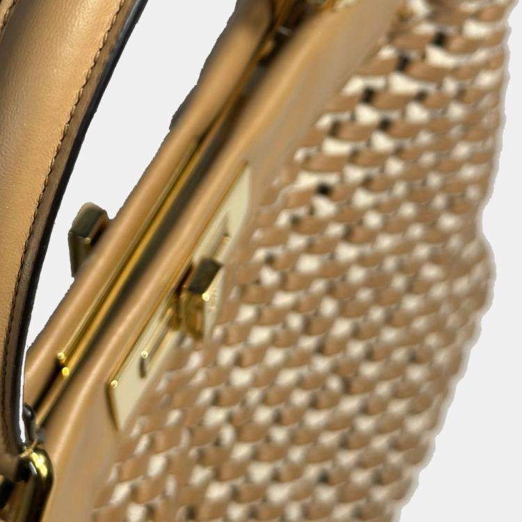 Pre Owned Fendi Brown And Nude Peekaboo Medium Bag