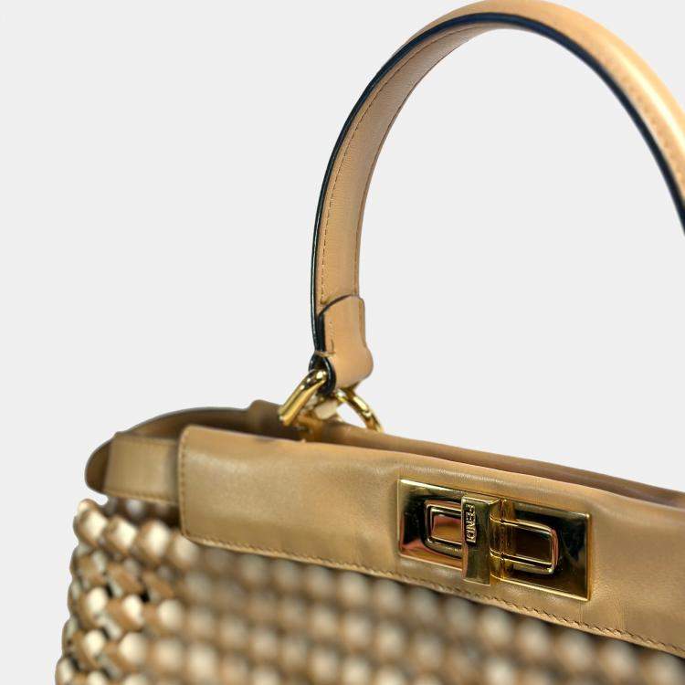 Pre Owned Fendi Brown And Nude Peekaboo Medium Bag