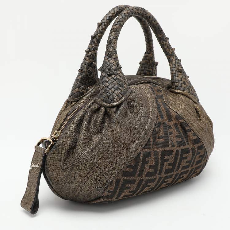 Pre Owned Fendi Tobacco Zucca Canvas and Leather Baby Spy Bag