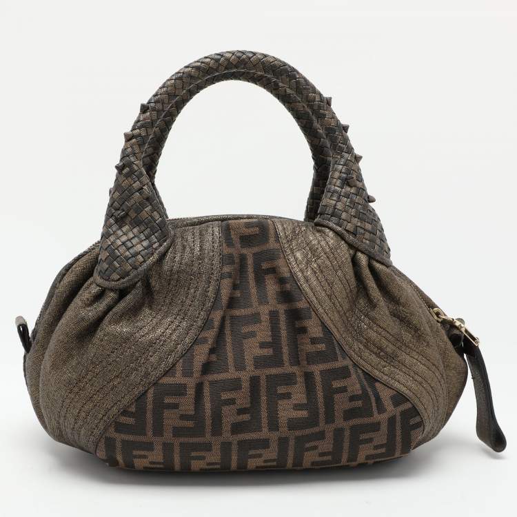Pre Owned Fendi Tobacco Zucca Canvas and Leather Baby Spy Bag