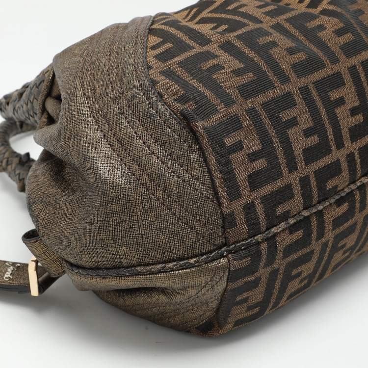 Pre Owned Fendi Tobacco Zucca Canvas and Leather Baby Spy Bag