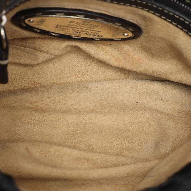 Pre Owned Fendi Black Fur and Leather Mama Baguette Shoulder Bag