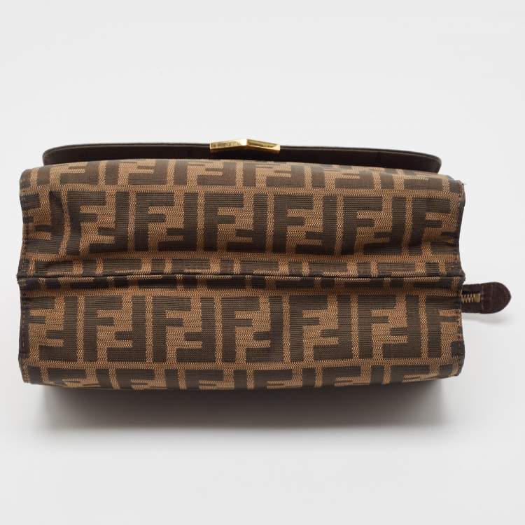 مملوكة مسبقًا Fendi Brown Zucca Canvas and Leather Small Demi Jour Top Handle Bag