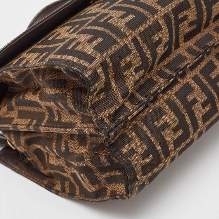 مملوكة مسبقًا Fendi Brown Zucca Canvas and Leather Small Demi Jour Top Handle Bag