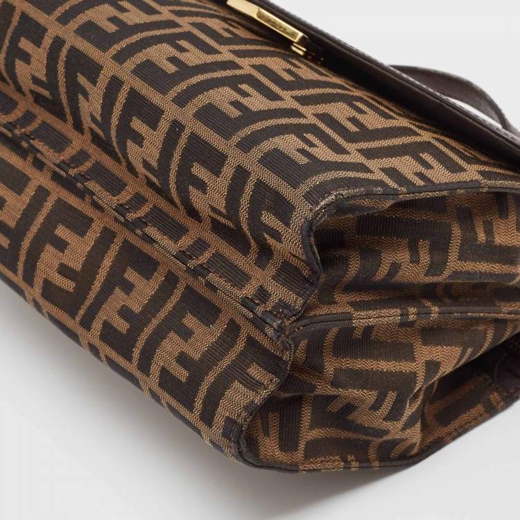 مملوكة مسبقًا Fendi Brown Zucca Canvas and Leather Small Demi Jour Top Handle Bag
