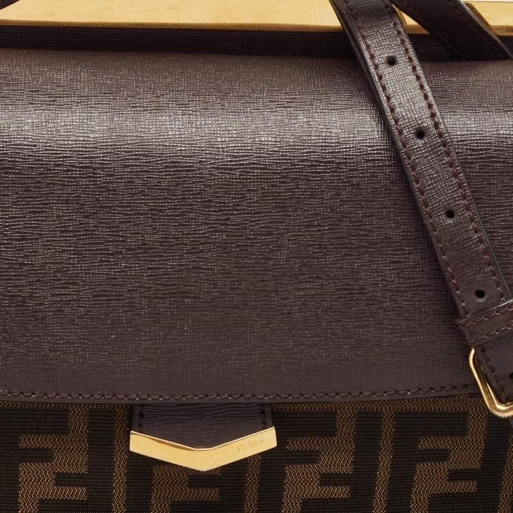 مملوكة مسبقًا Fendi Brown Zucca Canvas and Leather Small Demi Jour Top Handle Bag