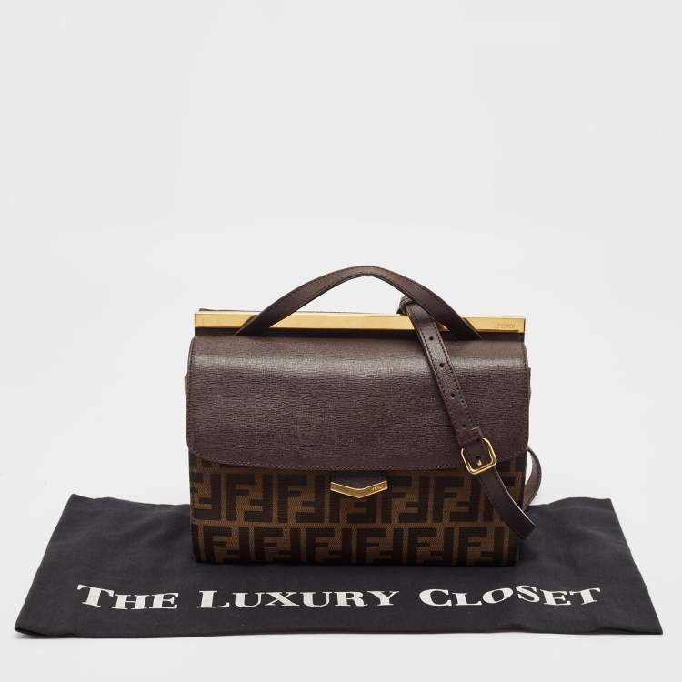 مملوكة مسبقًا Fendi Brown Zucca Canvas and Leather Small Demi Jour Top Handle Bag