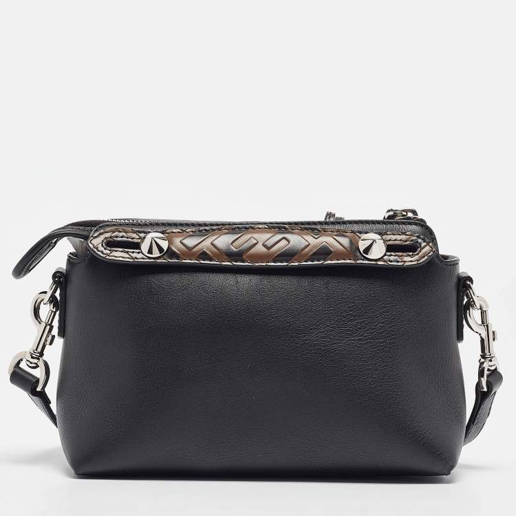 Pre Owned Fendi Black/Brown Leather Mini By The Way Crossbody Bag