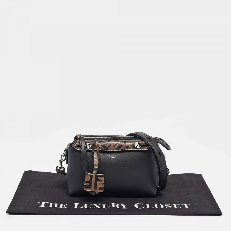 Pre Owned Fendi Black/Brown Leather Mini By The Way Crossbody Bag