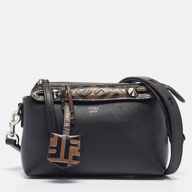 Pre Owned Fendi Black/Brown Leather Mini By The Way Crossbody Bag