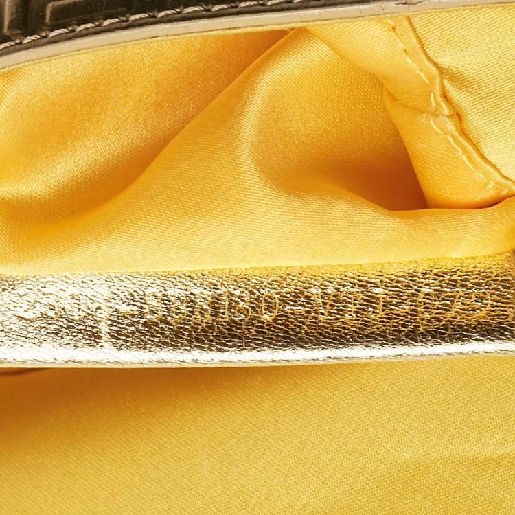 مملوكة مسبقًا Fendi Gold Zucchino Embossed Leather Mini Mama Baguette Bag