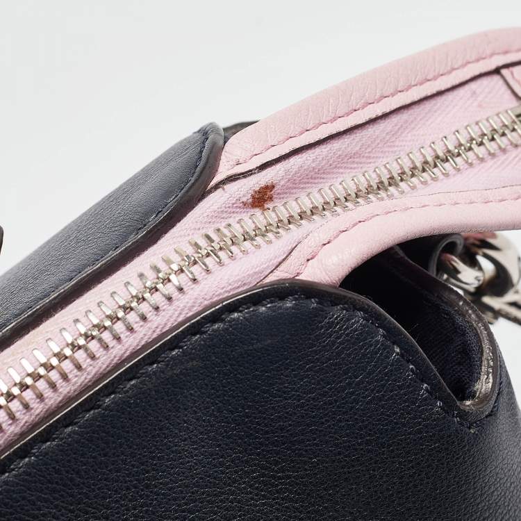 Pre Owned Fendi Blue/Pink Leather Large By The Way Boston Bag
