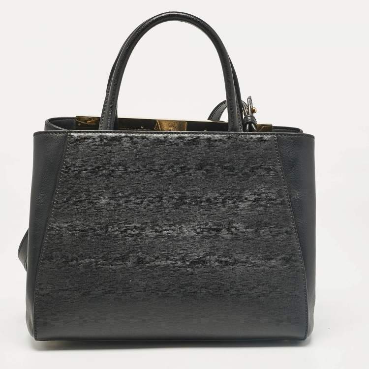 Pre Owned Fendi Black Leather Small 2Jours Tote
