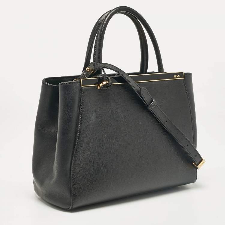 Pre Owned Fendi Black Leather Small 2Jours Tote