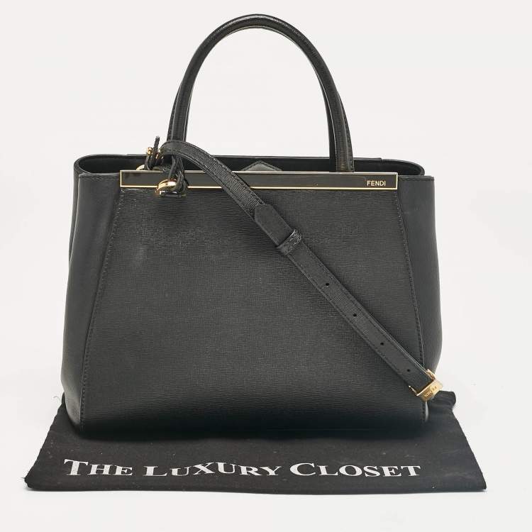 Pre Owned Fendi Black Leather Small 2Jours Tote