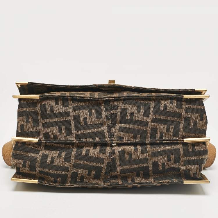 Pre Owned Fendi Tan/Brown Zucca Canvas Classico No.1 Top Handle Bag