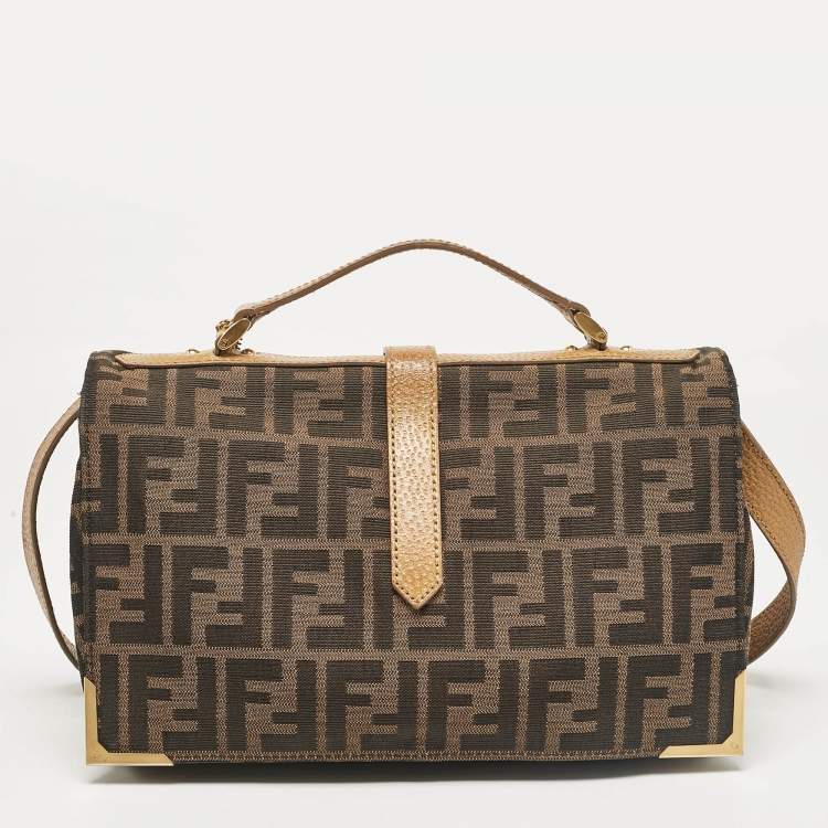 Pre Owned Fendi Tan/Brown Zucca Canvas Classico No.1 Top Handle Bag