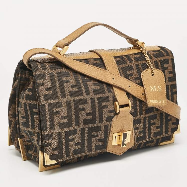 Pre Owned Fendi Tan/Brown Zucca Canvas Classico No.1 Top Handle Bag