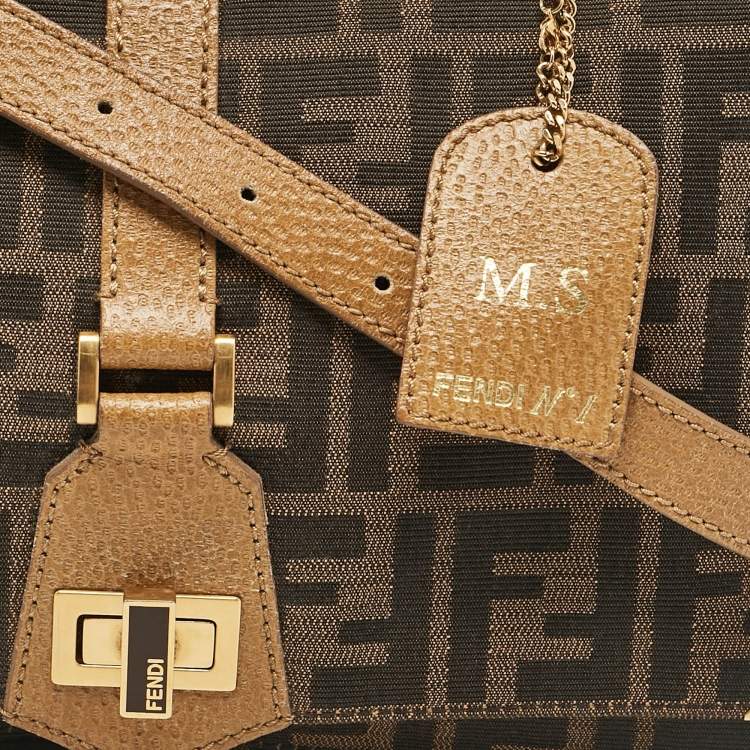 Pre Owned Fendi Tan/Brown Zucca Canvas Classico No.1 Top Handle Bag