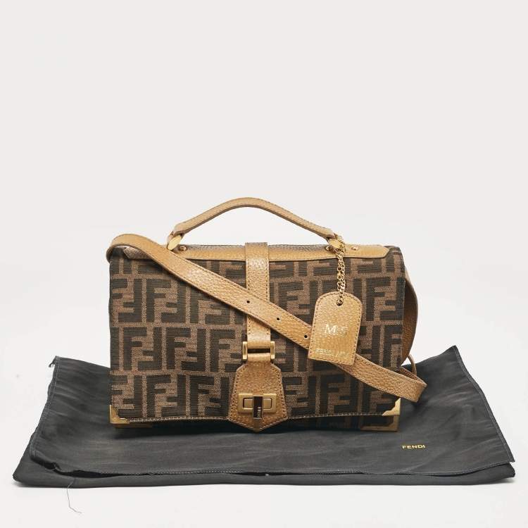 Pre Owned Fendi Tan/Brown Zucca Canvas Classico No.1 Top Handle Bag