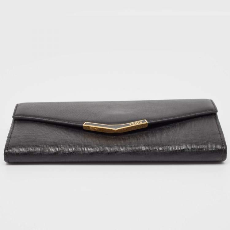 مملوكة مسبقًا Fendi Black Leather 2Jours Continental Wallet