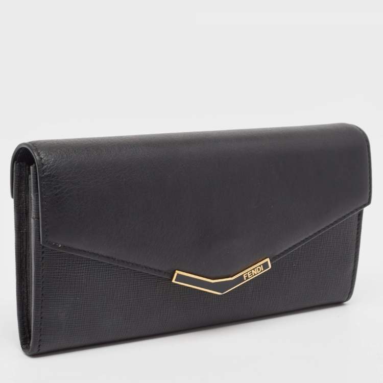 مملوكة مسبقًا Fendi Black Leather 2Jours Continental Wallet