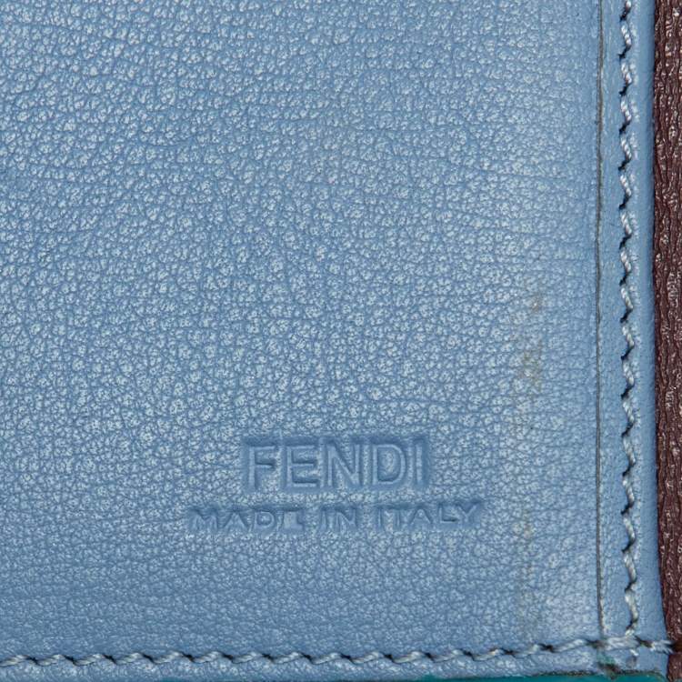 Pre Owned Fendi Burgundy Leather Peekaboo Trifold Wallet