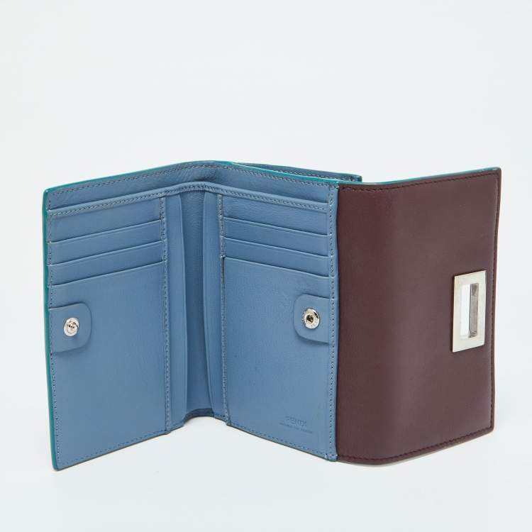 Pre Owned Fendi Burgundy Leather Peekaboo Trifold Wallet