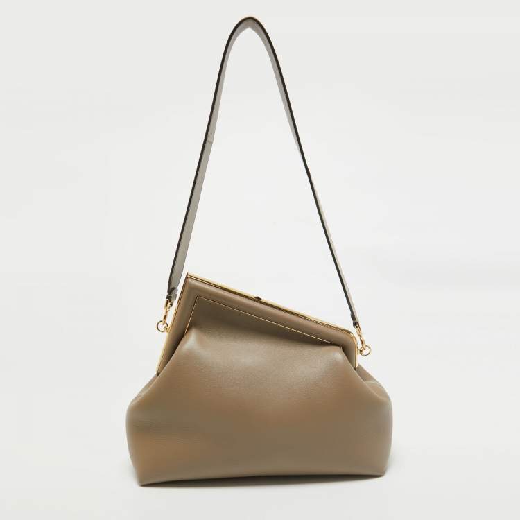 Pre Owned Fendi Beige Leather Medium First Shoulder Bag