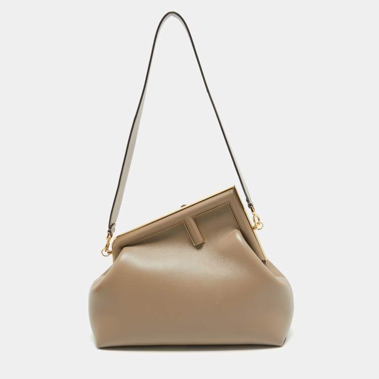 Pre Owned Fendi Beige Leather Medium First Shoulder Bag