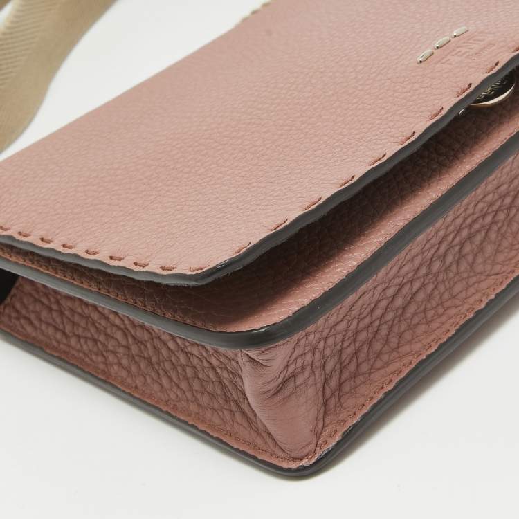 Pre Owned Fendi Old Rose Selleria Leather Messenger Bag