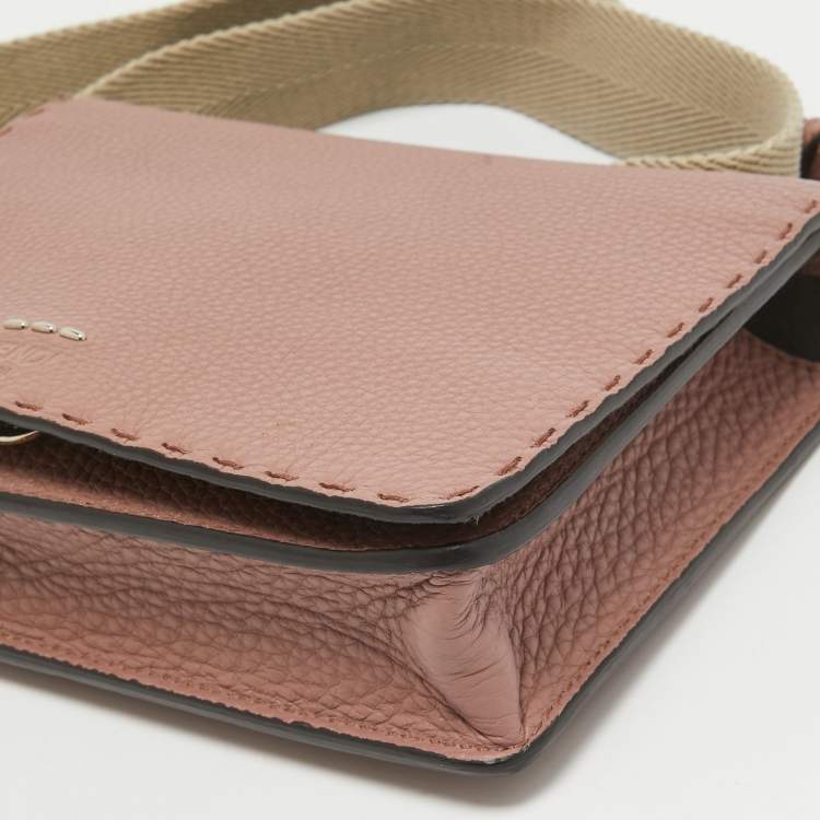 Pre Owned Fendi Old Rose Selleria Leather Messenger Bag
