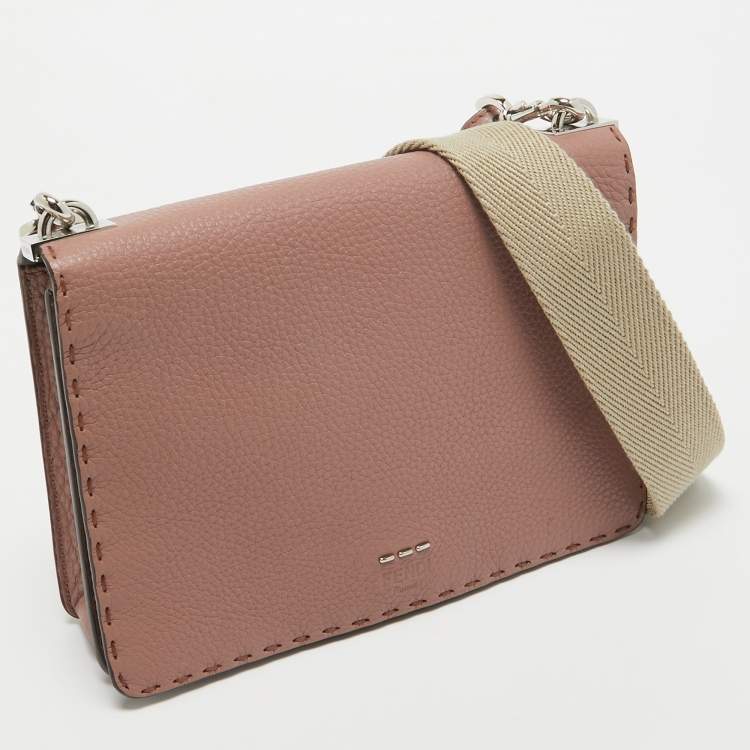 Pre Owned Fendi Old Rose Selleria Leather Messenger Bag