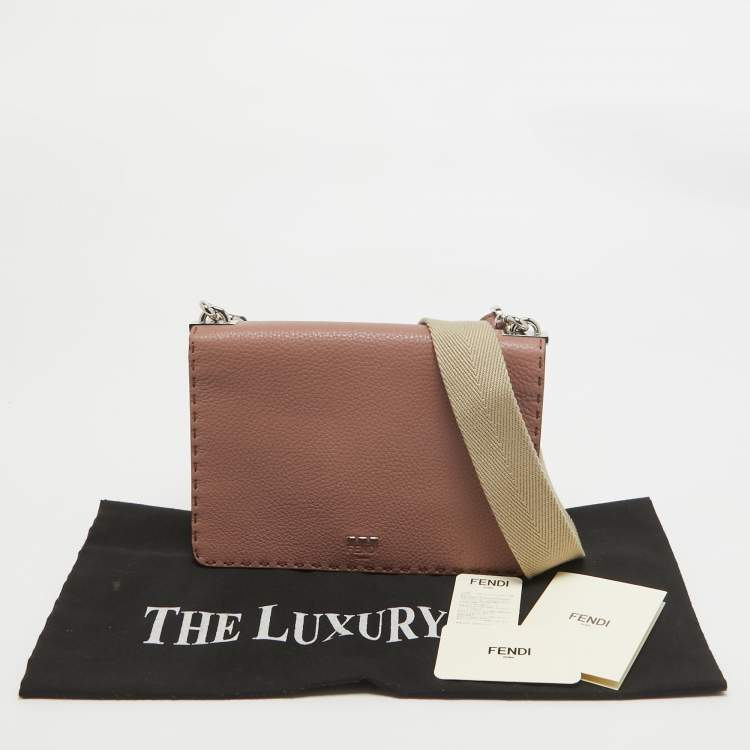 Pre Owned Fendi Old Rose Selleria Leather Messenger Bag