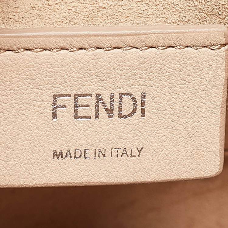 Pre Owned Fendi Light Blue Leather Mini Scalloped Kan I Shoulder Bag